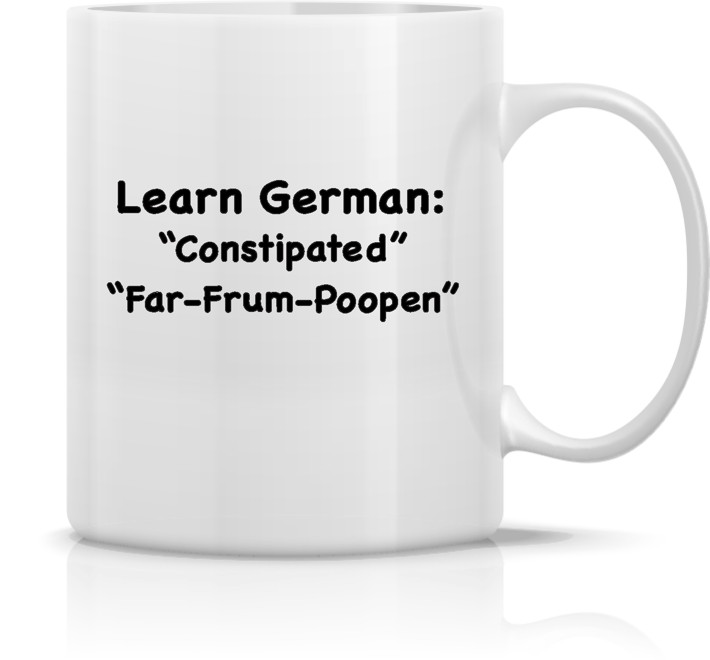 "Learn German: "Constipated" " Far-Frum-Poopen" 15oz Ceramic Coffee Cup